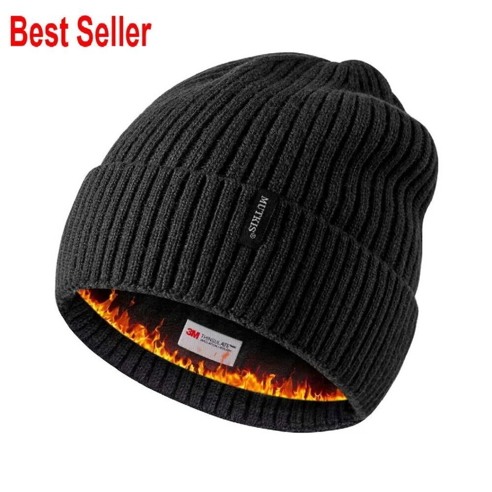 Merino Wool Knit Beanie Thick Warm Lined Classic Winter Skull Cap Unisex